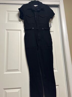 Good American Black denim jumpsuit